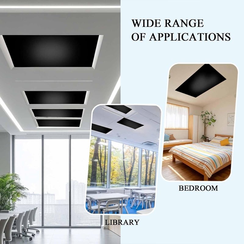 Futuregrace Magnetic Light Cover for Classroom Drop Ceiling,3 Pack 4x2 Ft Fluorescent Light Covers for Office Home Ceiling Light Pure Black Solid Color Lampshade - Image 5
